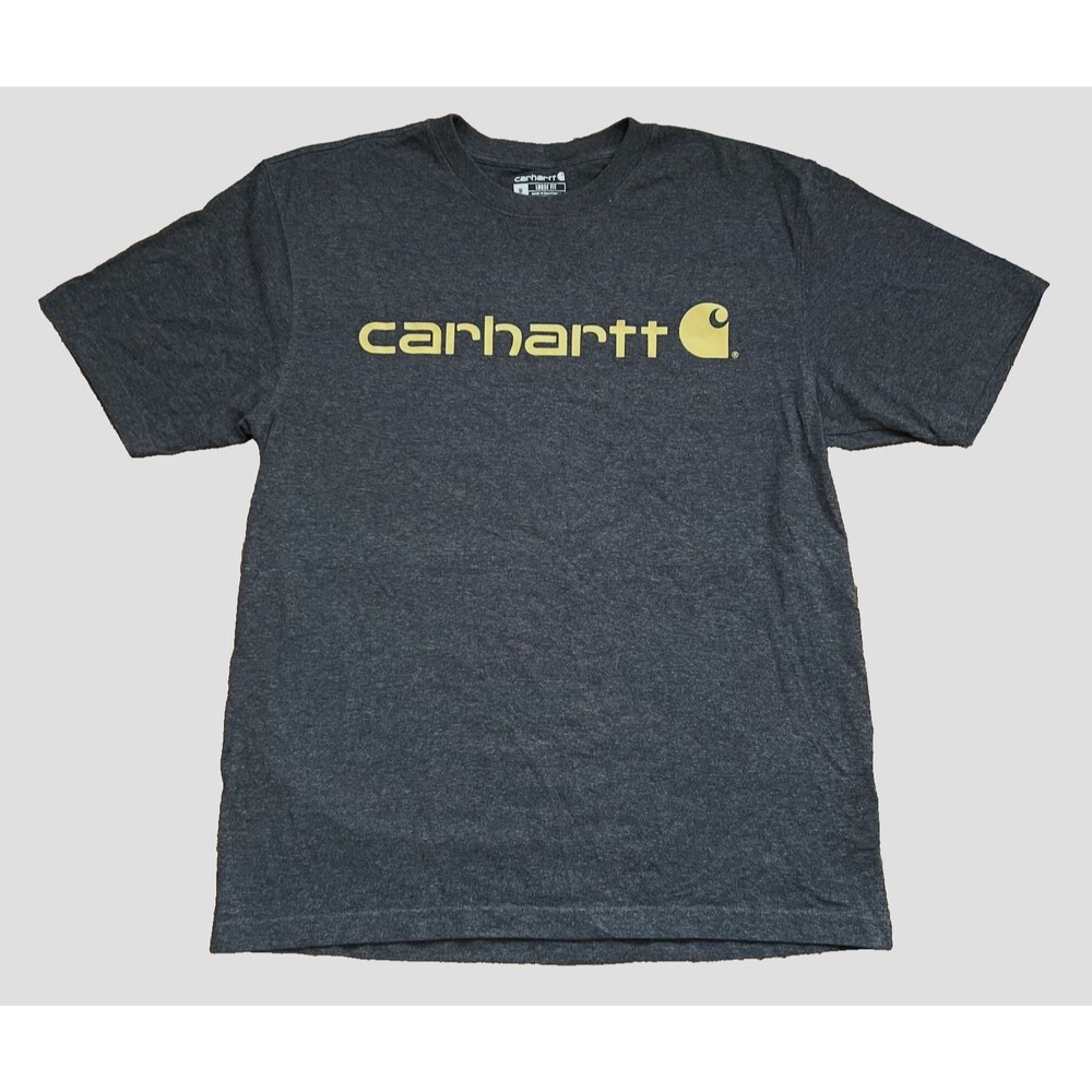 Carhartt T Shirt Men Medium Gray Heather Graphic Logo Loose Fit Short Sleeve Tee